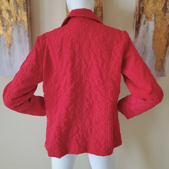Mountain Lake Women's Cherry Red Quilted Lined Button-Down Jacket SZ S Petite - Picture 5 of 9